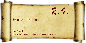 Rusz Ixion névjegykártya